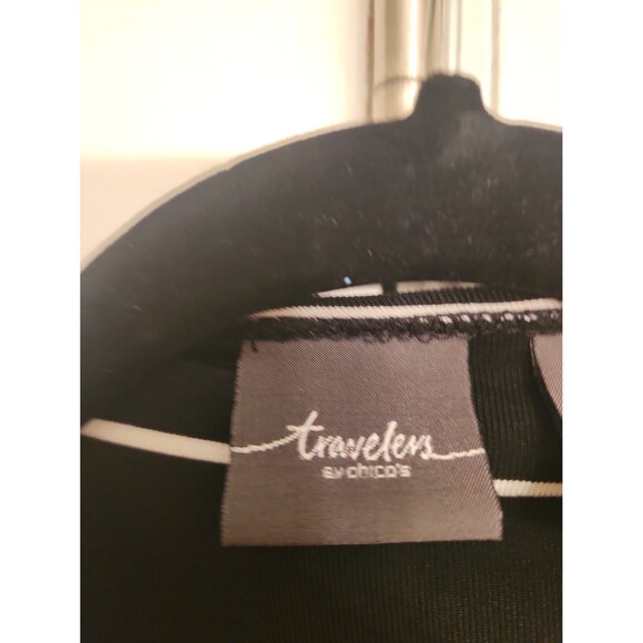 Travelers by Chico's Black & White Stripe Open Cardigan 3/4 Sleeves Size 2 US 12 - Picture 2 of 8